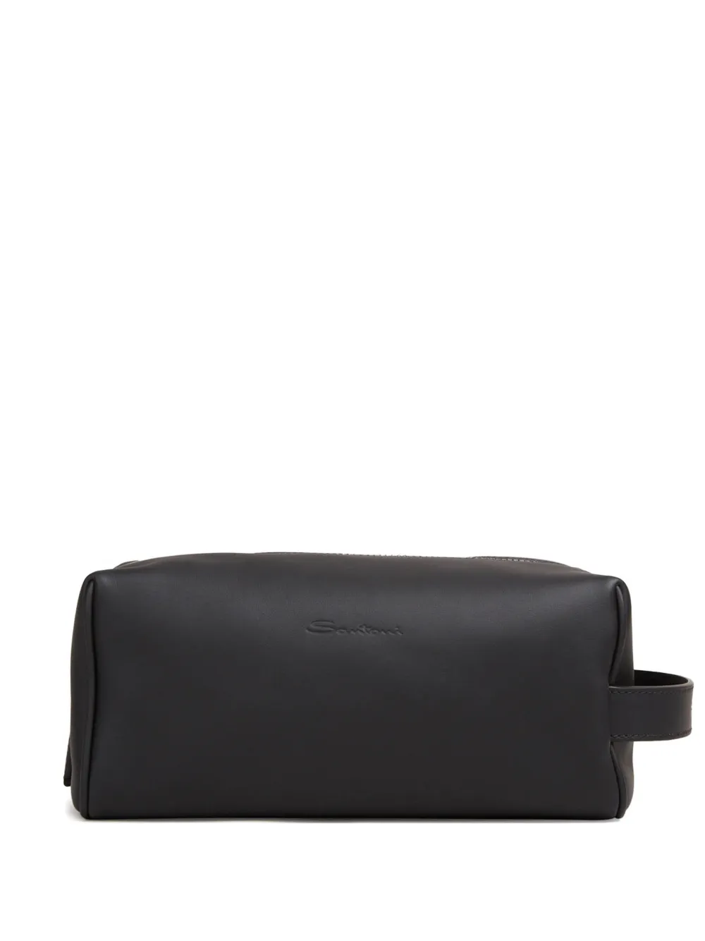 Santoni zip leather wash bag - Schwarz
