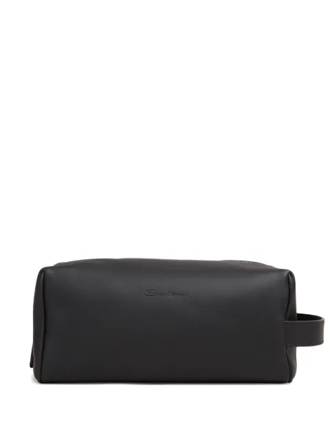 Santoni zip leather wash bag