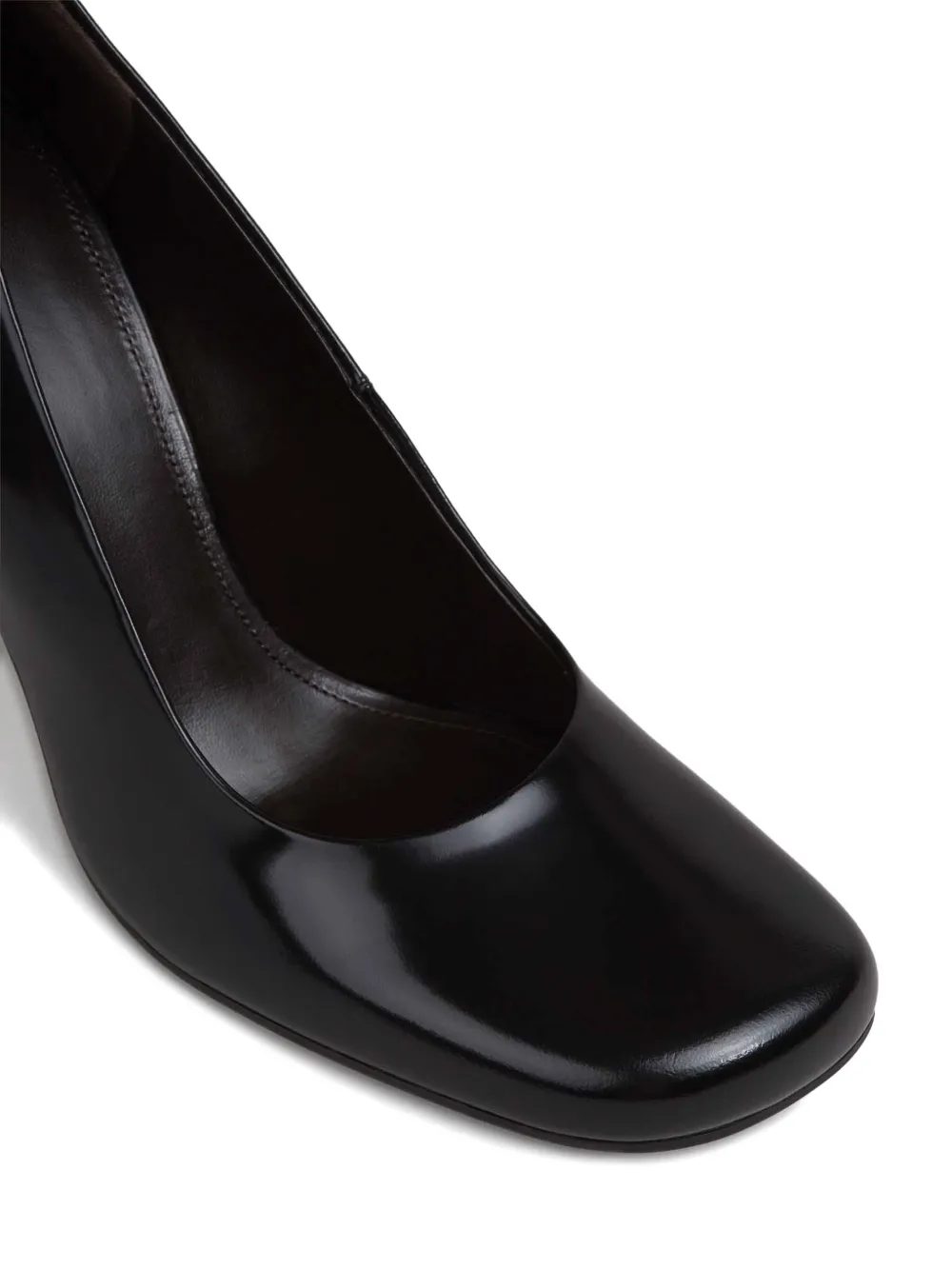 The Row Penelope rounded calf leather heel shoes Zwart