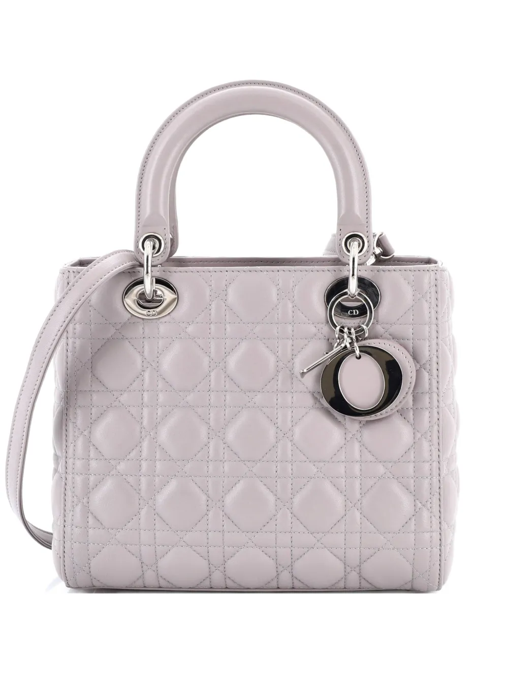 Christian Dior Pre-Owned Lady Dior Bag Cannage Quilt Lambskin Medium satchel - Grigio