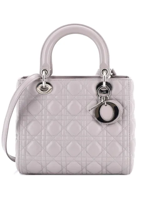 Christian Dior Pre-Owned Lady Dior Bag Cannage Quilt Lambskin Medium satchel
