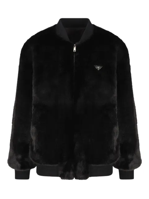 Prada faux-fur logo jacket