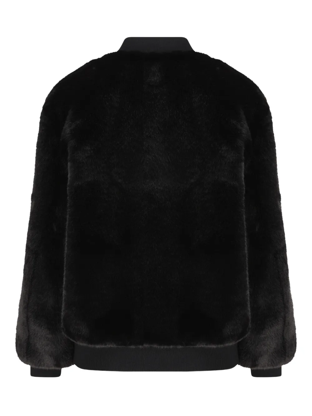  Prada Faux-fur Logo Jacket - Black 