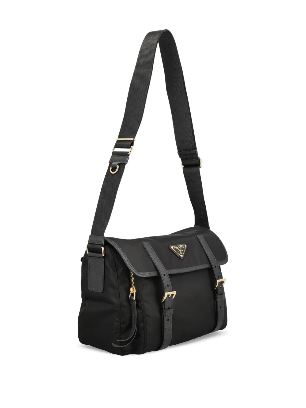  Prada Buckle Strap Shoulder Bag - Black 
