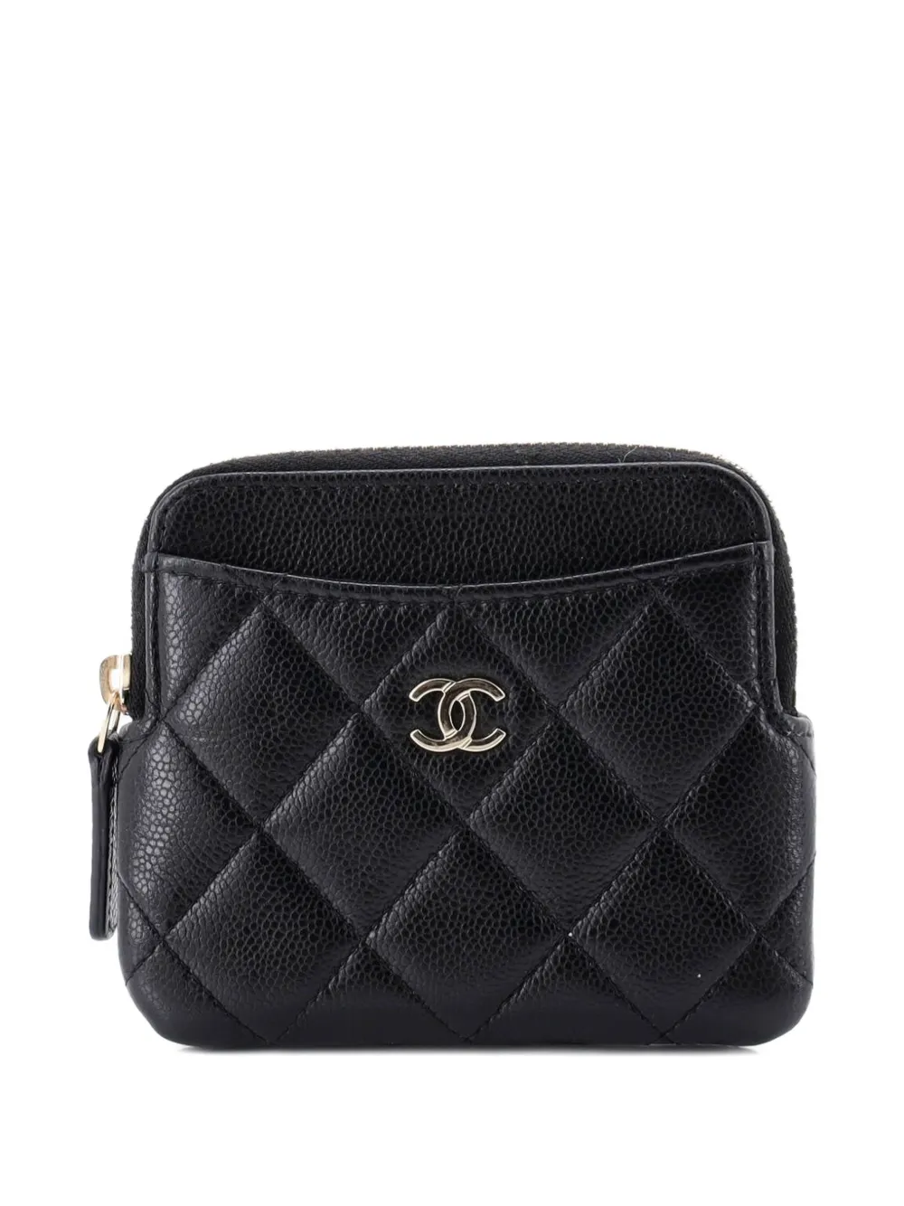 CHANEL Pre-Owned Square Zip Around Card Holder Wallet Quilted Caviar small wallets | Black | Image 1