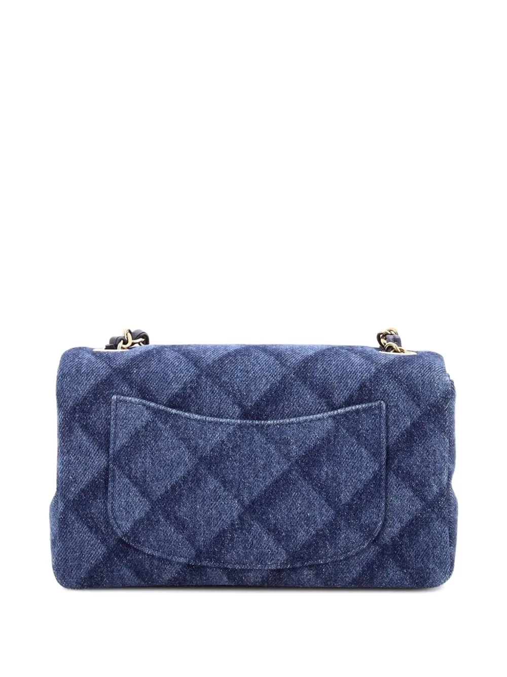 Pre-owned Chanel Classic Single Flap Bag 3d Quilt Printed Denim Mini Crossbody Bag In Blue