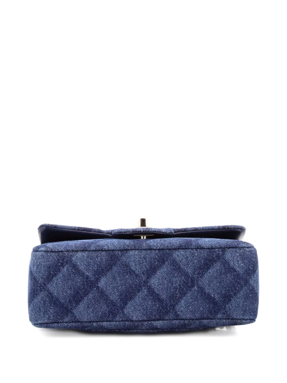 Pre-owned Chanel Classic Single Flap Bag 3d Quilt Printed Denim Mini Crossbody Bag In Blue