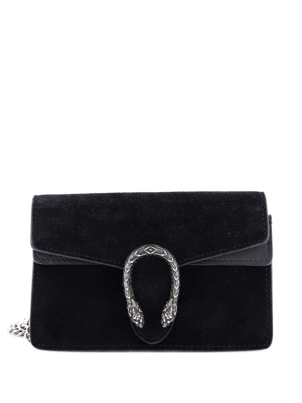 Pre-owned Gucci Dionysus Bag Suede Super Mini Crossbody Bag In Black