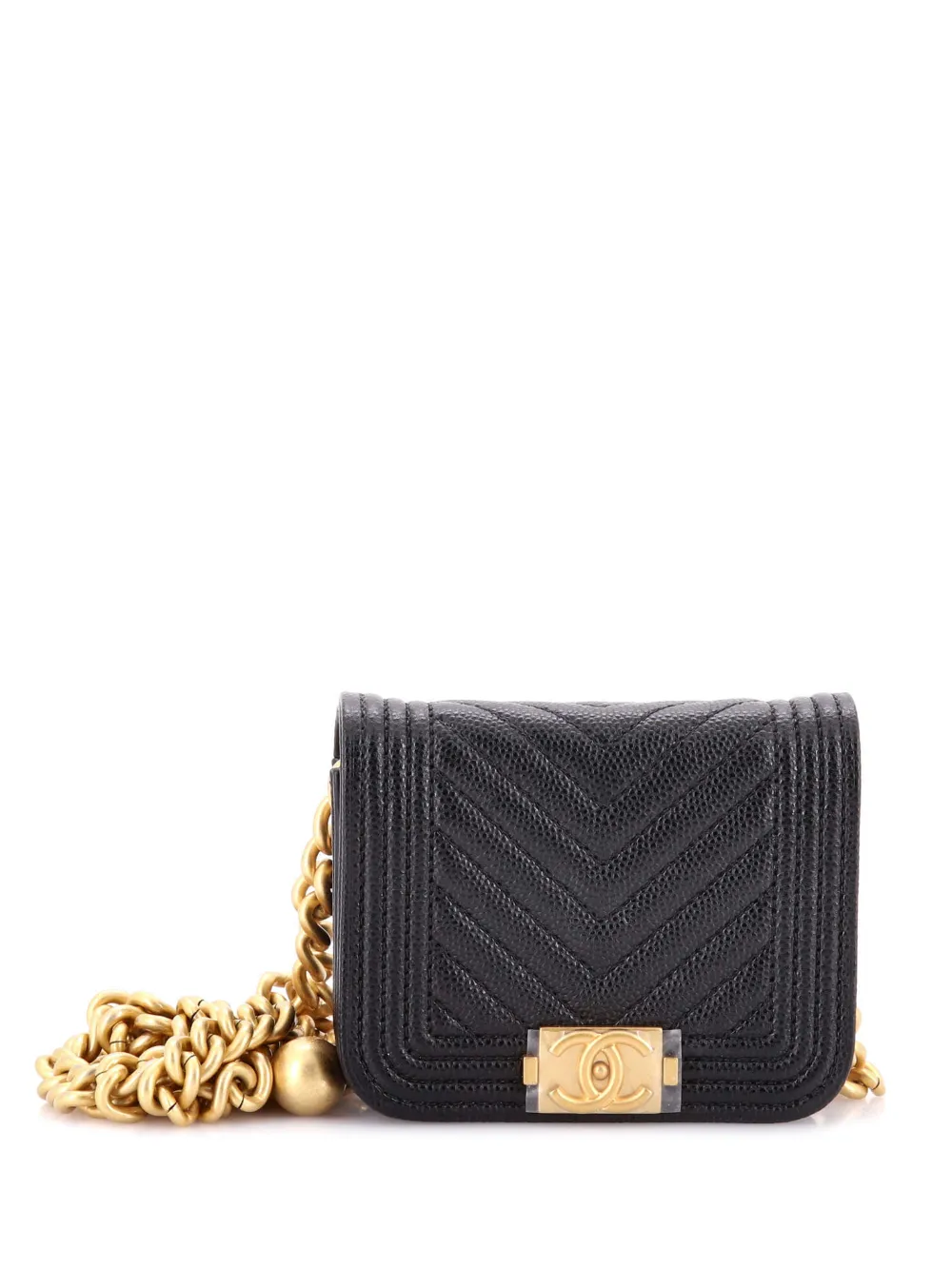CHANEL Pre-Owned Boy Flap Chain Chevron Caviar belt bag - Nero
