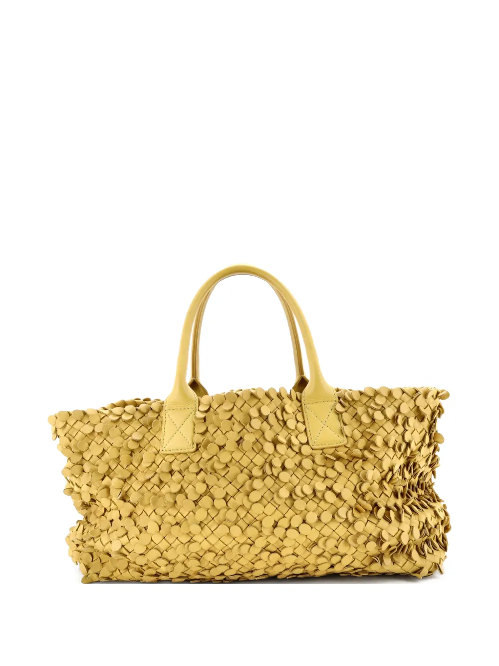 Bottega Veneta Pre-Owned Poussin Paillettes Cabat Handbag Intrecciato Nappa Medium shoulder bag - Giallo
