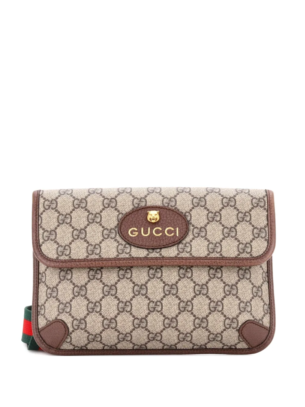 Pre-owned Gucci Neo Vintage Flap Gg Coated Canvas Belt Bag In Brown