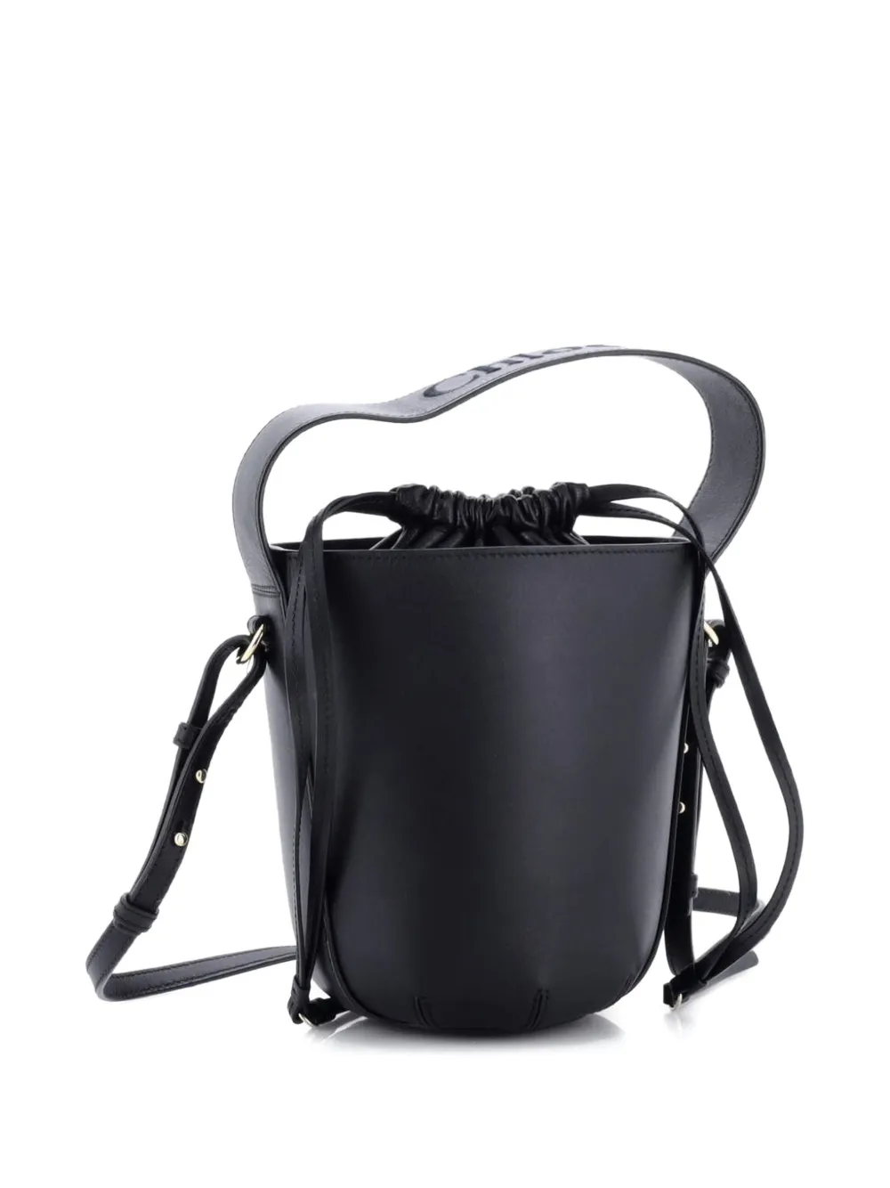  Chloé Pre-owned Sense Drawstring Leather Bucket Bag - Black 