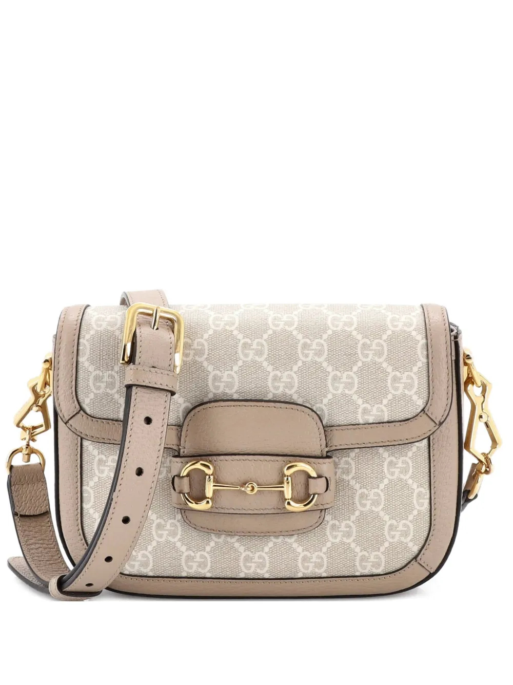 Gucci Pre-Owned Horsebit 1955 Shoulder Bag GG Coated Canvas with Leather Mini crossbody bag - Toni neutri