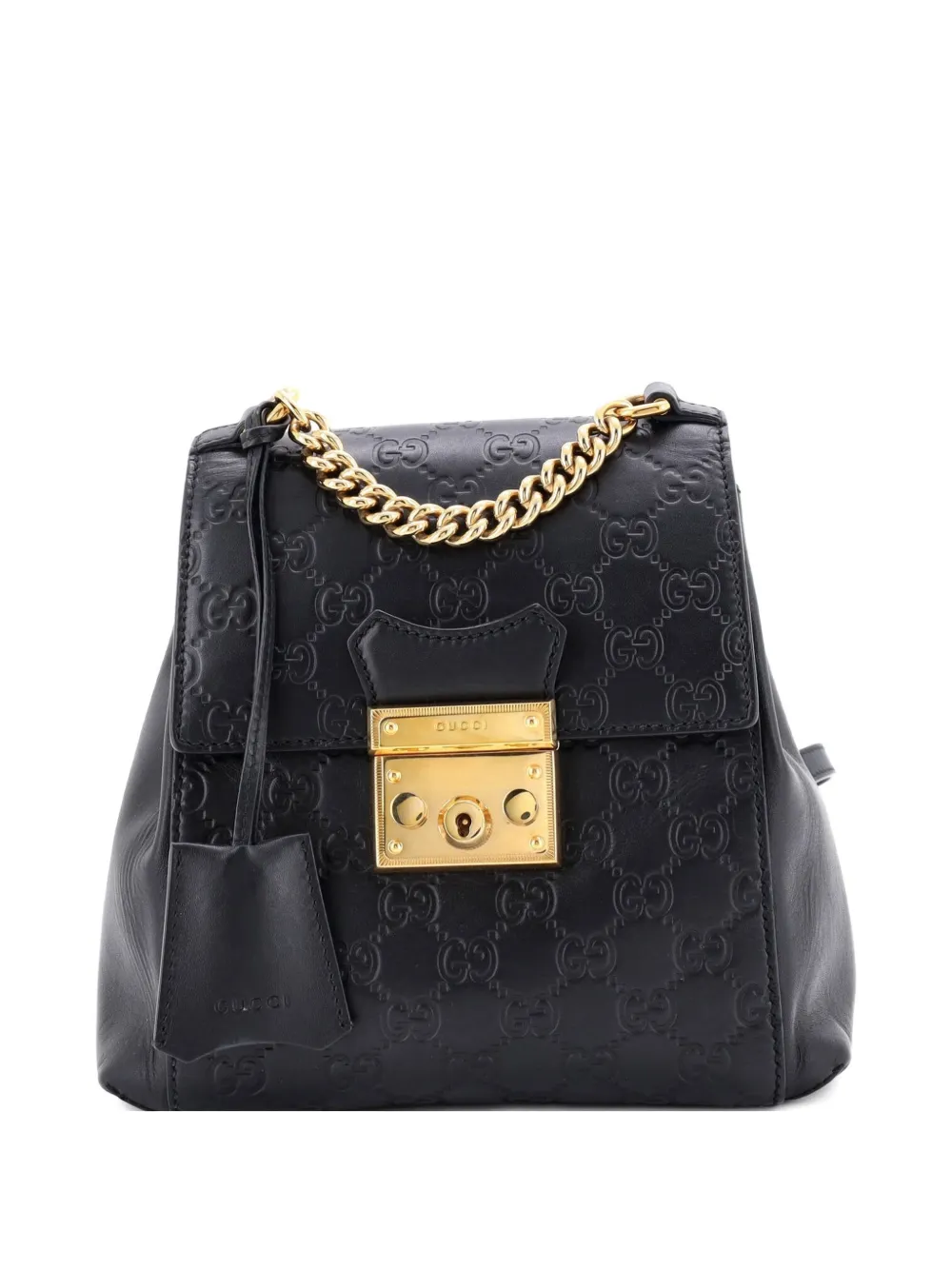 Pre-owned Gucci Padlock Ssima Leather Mini Backpack In Black