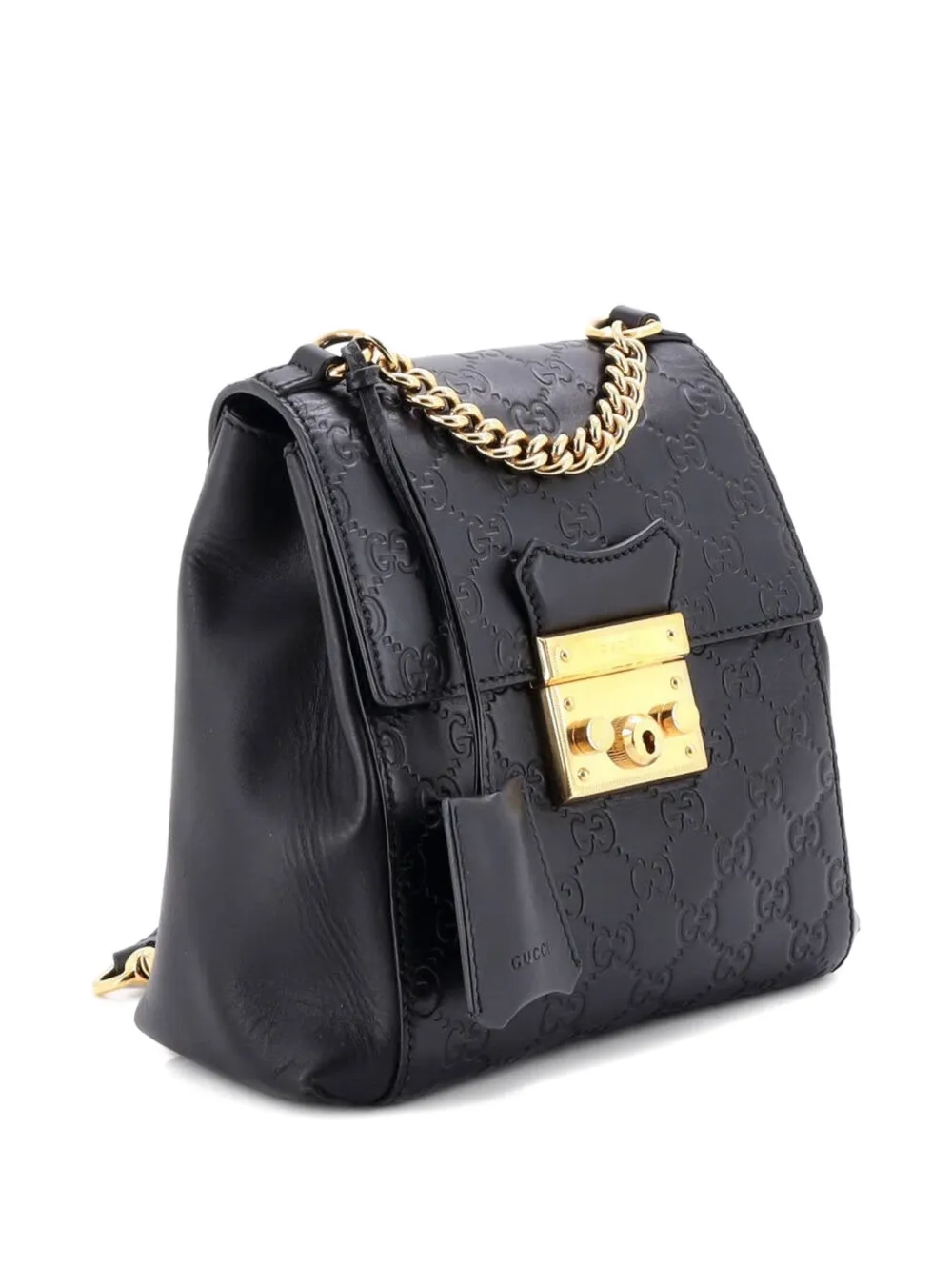 Pre-owned Gucci Padlock Ssima Leather Mini Backpack In Black