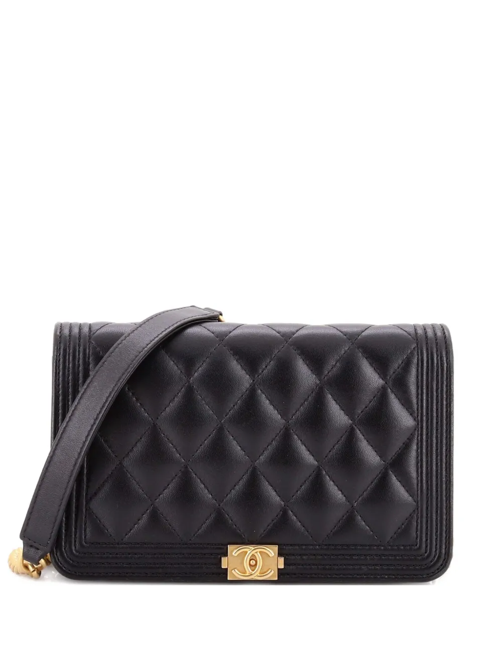 CHANEL Pre-Owned Boy Wallet on Chain Quilted Lambskin crossbody bag - Nero