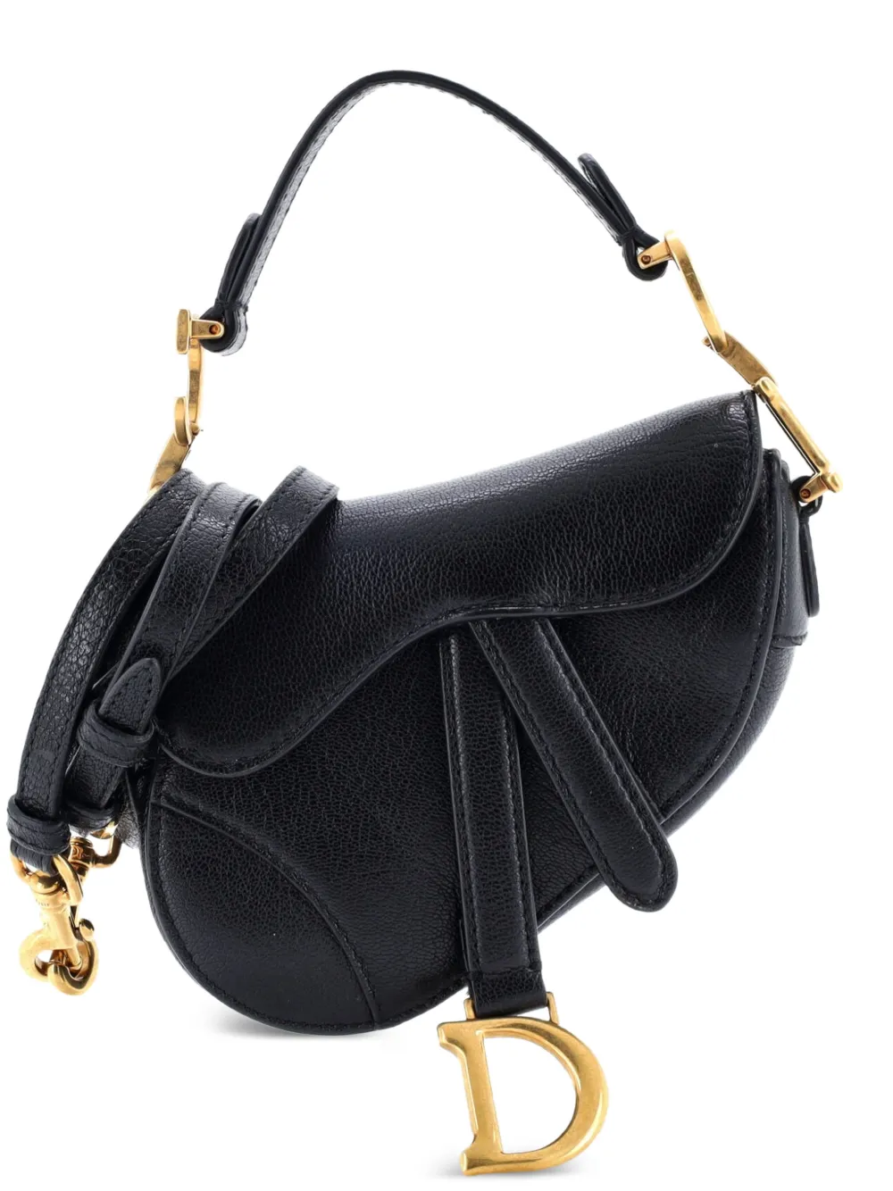 Christian Dior Pre-Owned Saddle Handbag with Strap Leather Micro shoulder bag - Nero