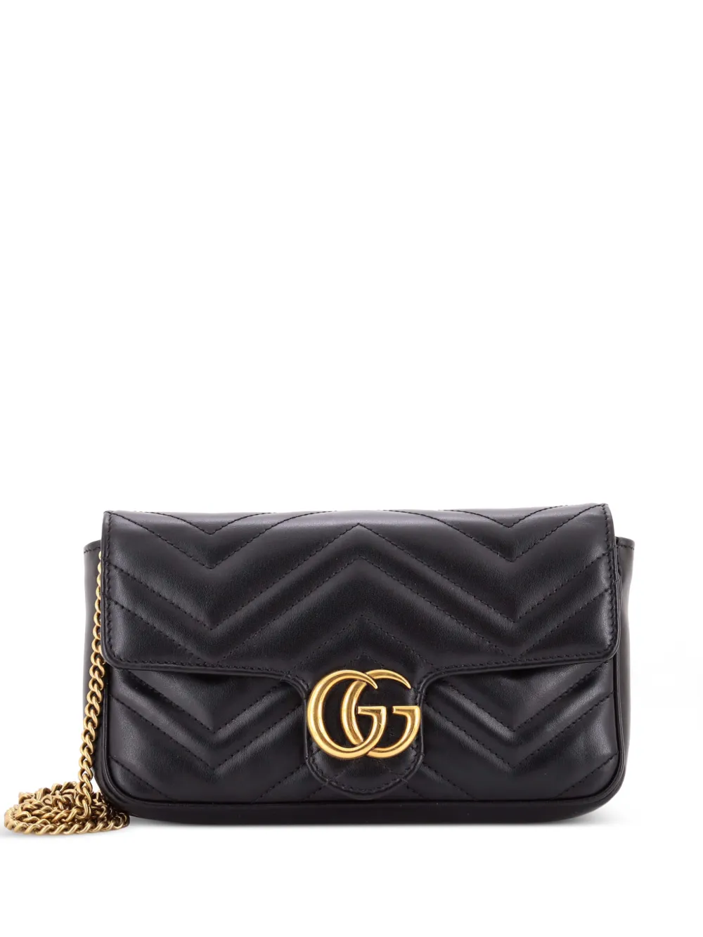 Gucci Pre-Owned GG Marmont Wallet on Chain Matelasse Leather Mini crossbody bag - Nero