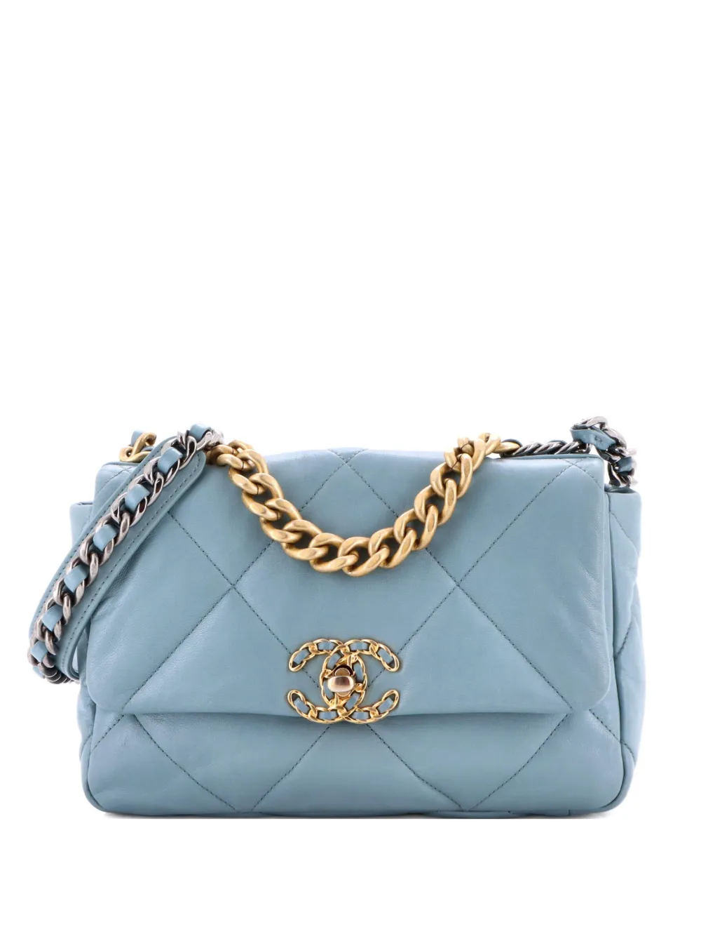CHANEL Pre-Owned 19 Flap Bag Quilted Leather Medium crossbody bag - Blu