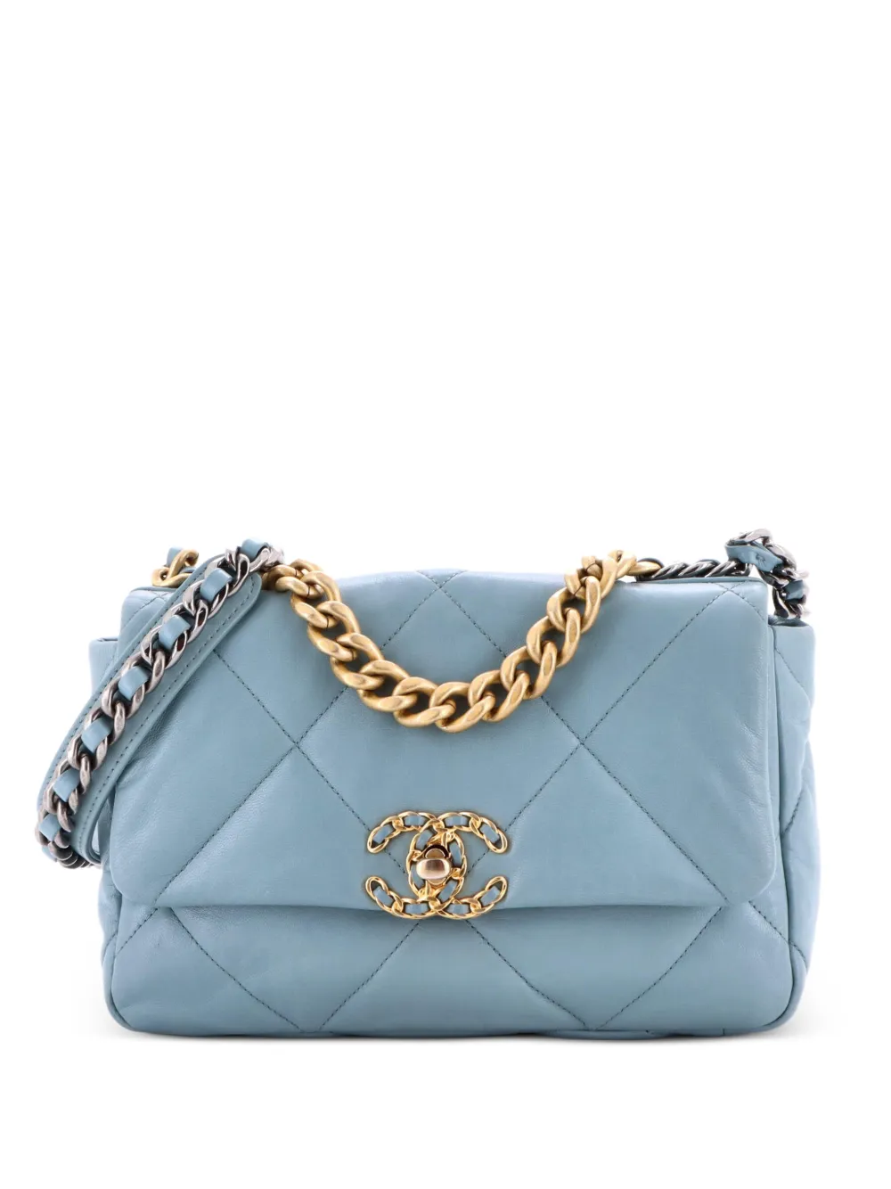 CHANEL Pre-Owned 19 Flap Bag Quilted Leather Medium crossbody bag - Blu