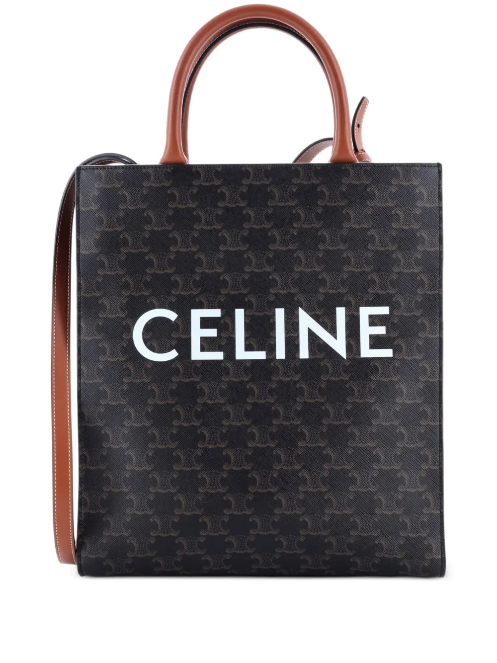 Celine Pre-Owned Vertical Cabas Triomphe Coated Canvas Small tote bag - Marrone