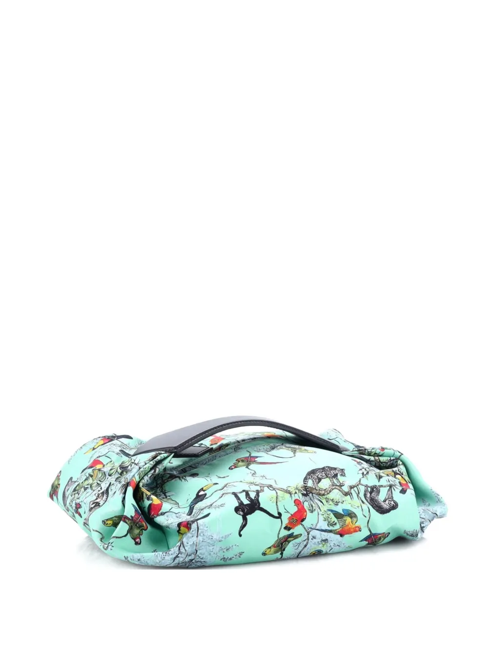 Pre-owned Hermes Balusoie Bag Printed Silk And Leather Shoulder Bag In Black