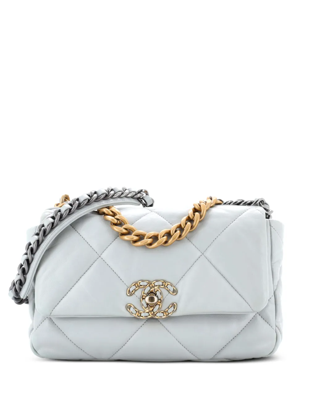 CHANEL Pre-Owned 19 Flap Bag Quilted Leather Medium crossbody bag - Grau