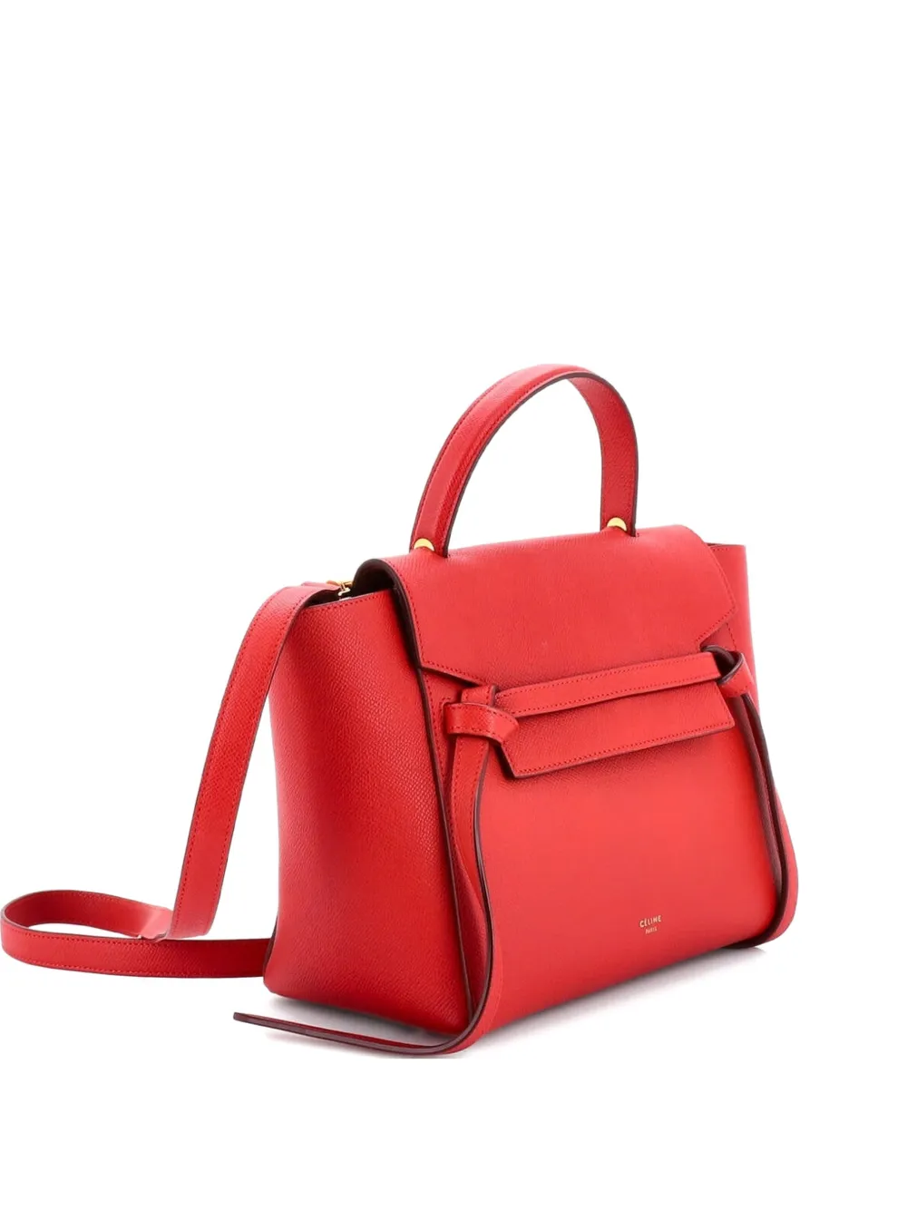Pre-owned Celine Belt Bag Textured Leather Micro Satchel In Red