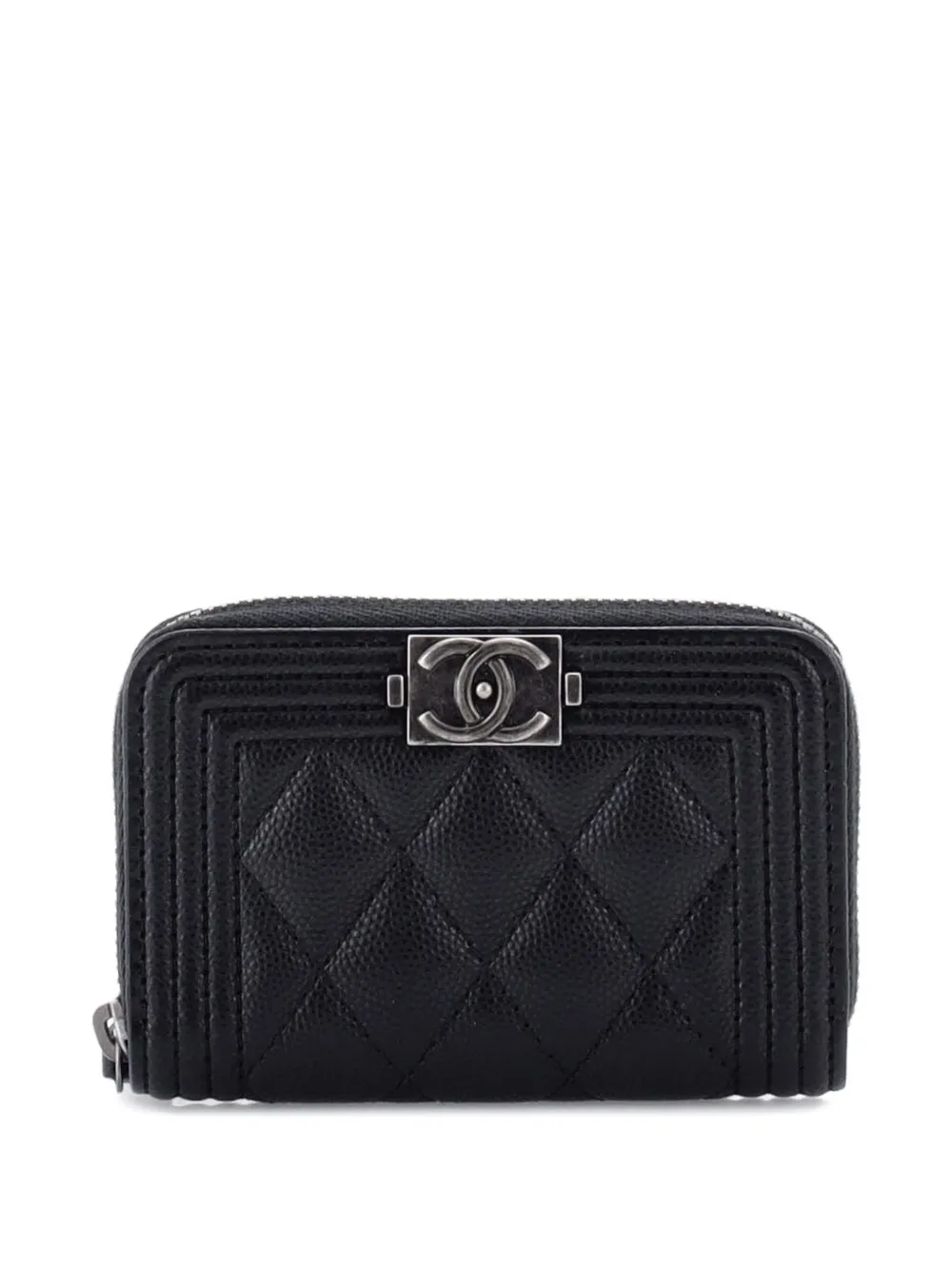 CHANEL Pre-Owned Boy Zip Coin Purse Quilted Caviar Small pouch - Nero