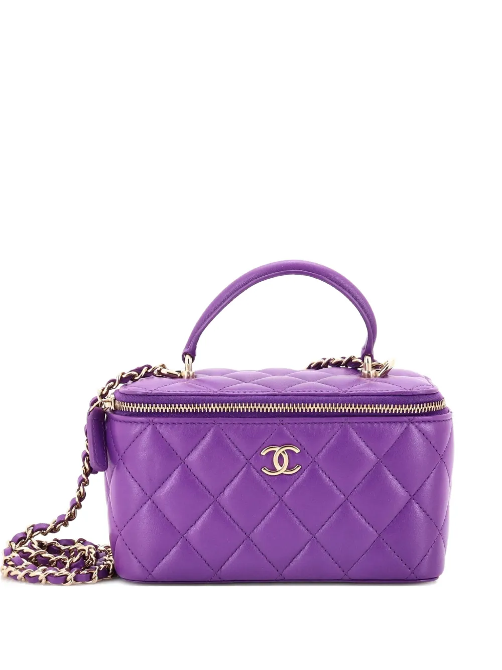 CHANEL Pre-Owned Classic Top Handle Vanity Case with Chain Quilted Lambskin Small crossbody bag - Viola