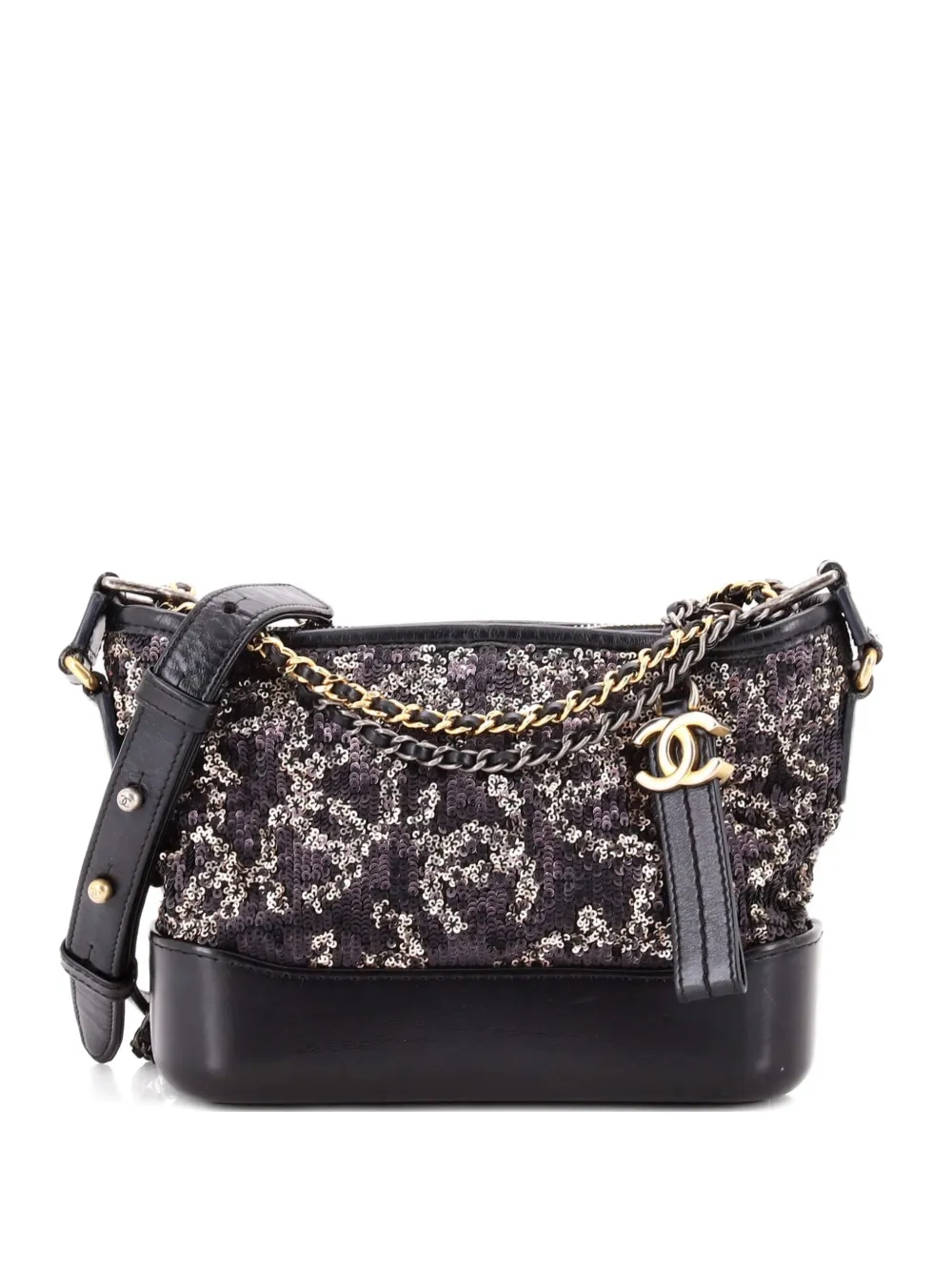 CHANEL Pre-Owned Gabrielle Logo Motif Sequins Small hobo bag - Nero