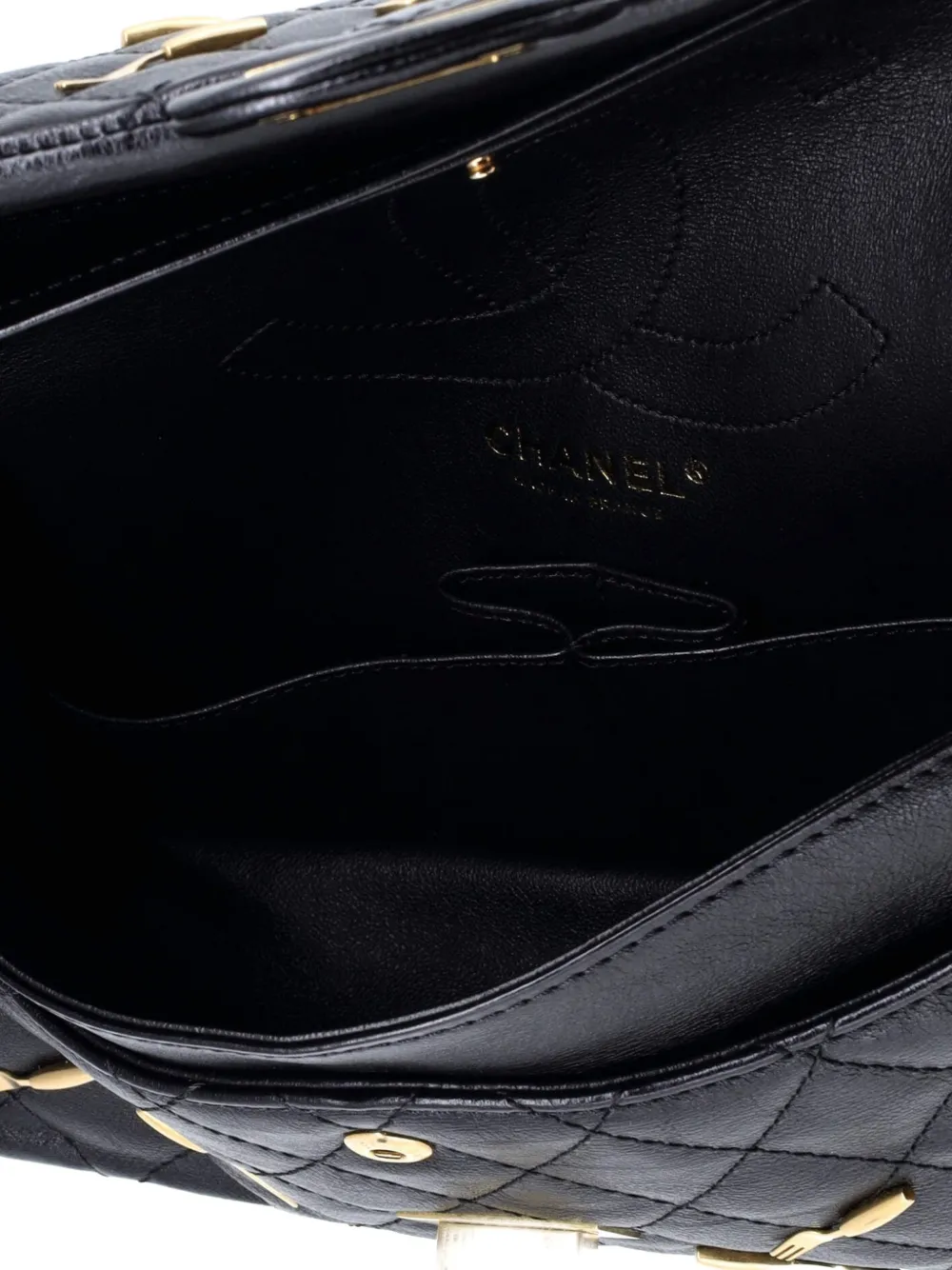 Pre-owned Chanel Brasserie Charms Reissue 2.55 Flap Bag Quilted Calfskin 225 Shoulder Bag In Black