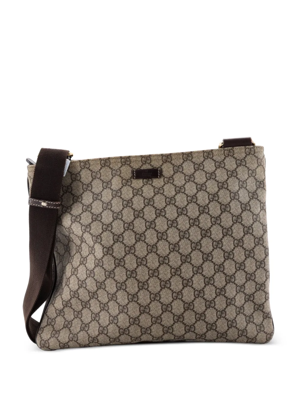 Gucci Pre-Owned Zip Top Messenger Bag GG Coated Canvas Large crossbody bag - Marrone