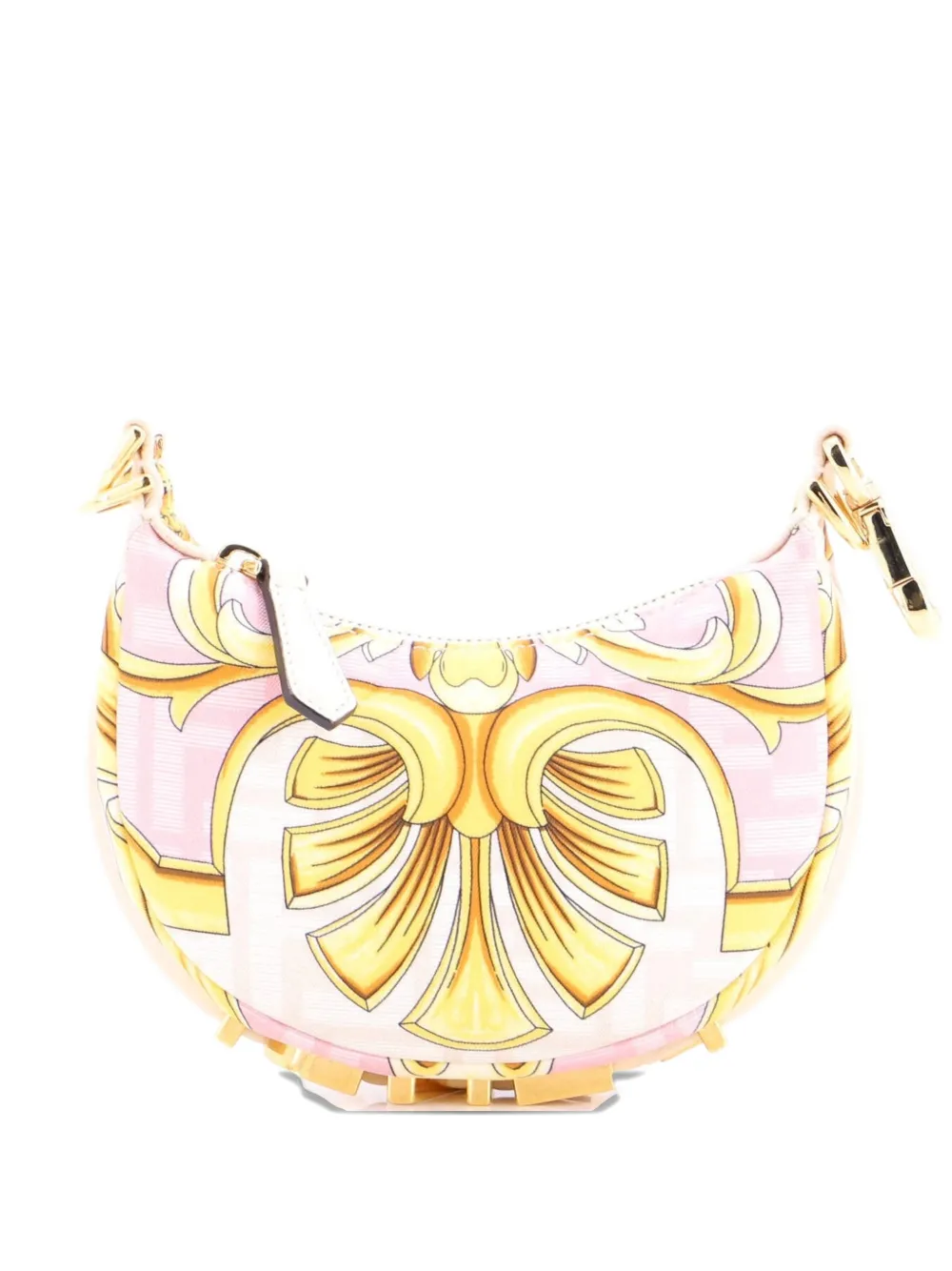 Pre-owned Fendi X Versace Fendace Graphy Bag Printed Zucca Silk Nano Hobo Bag In Multi