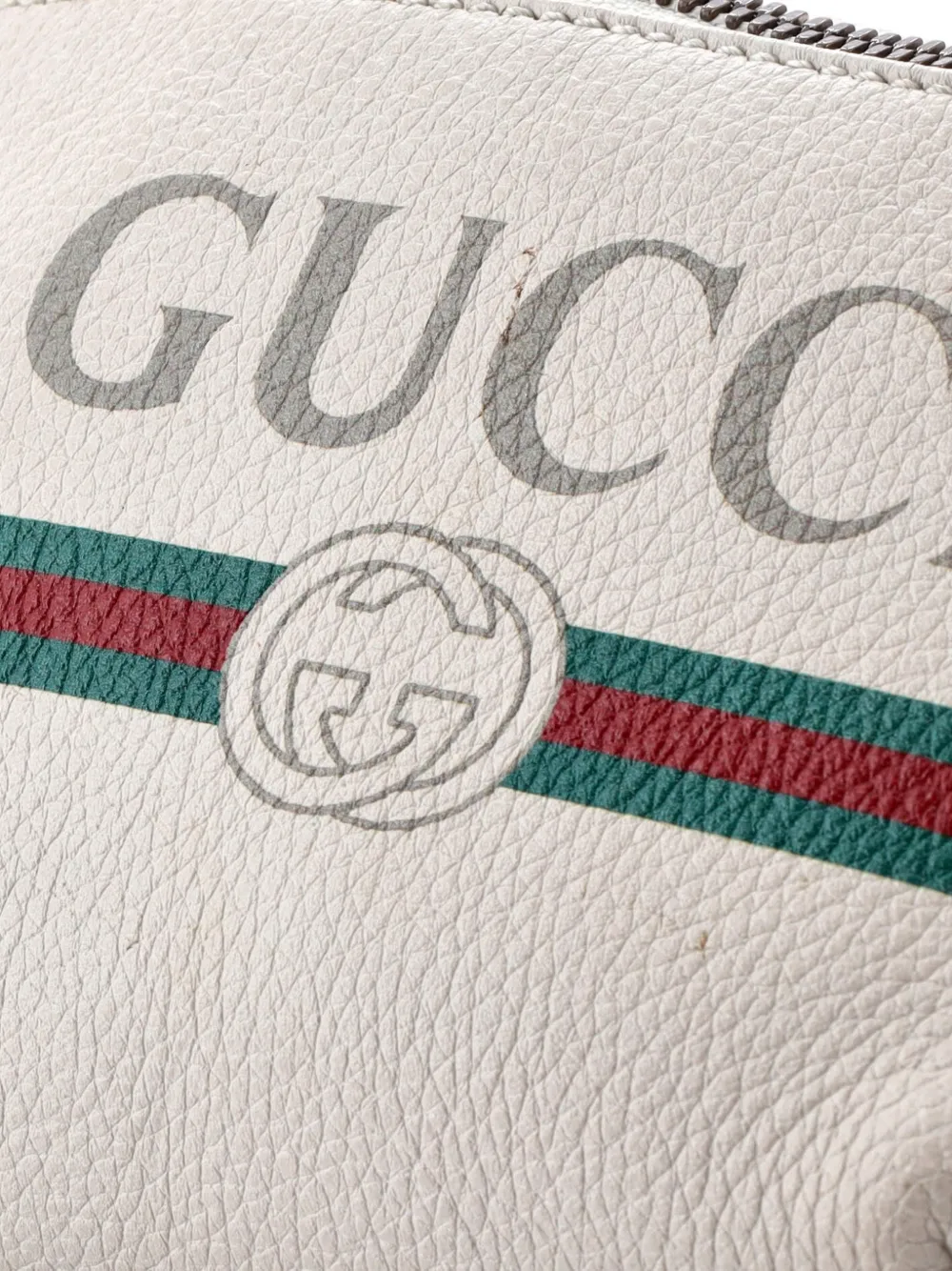 Pre-owned Gucci Logo Printed Leather Small Belt Bag In Neutral