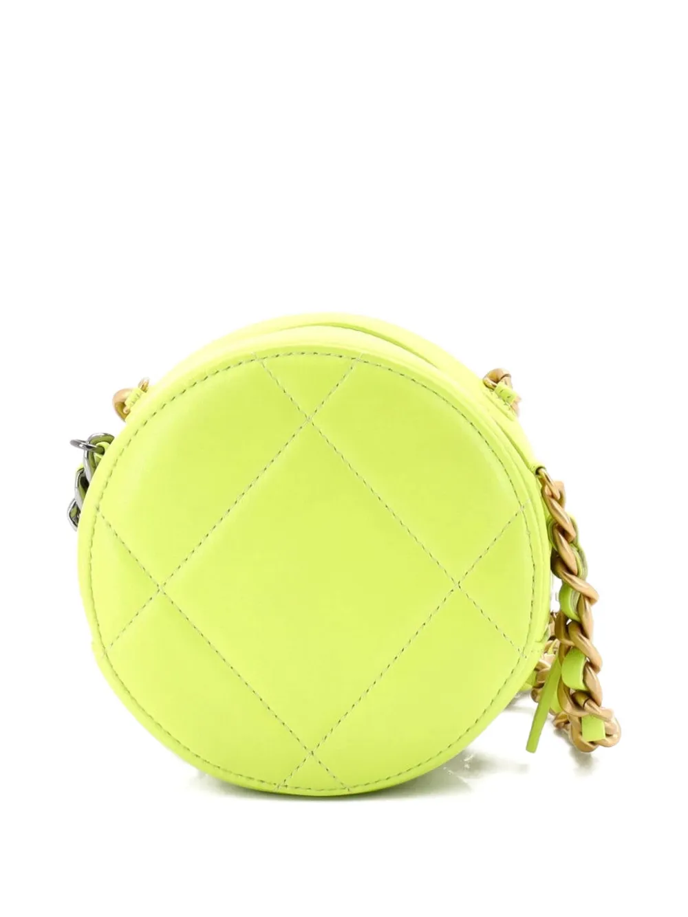 CHANEL Pre-Owned 19 Round with Chain Quilted Leather clutch bag - Giallo