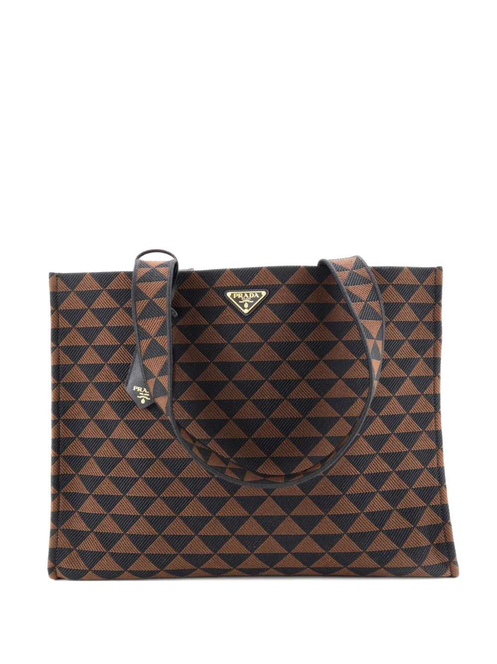 Prada Pre-Owned Symbole Shopper Jacquard Horizontal tote bag - Marrone
