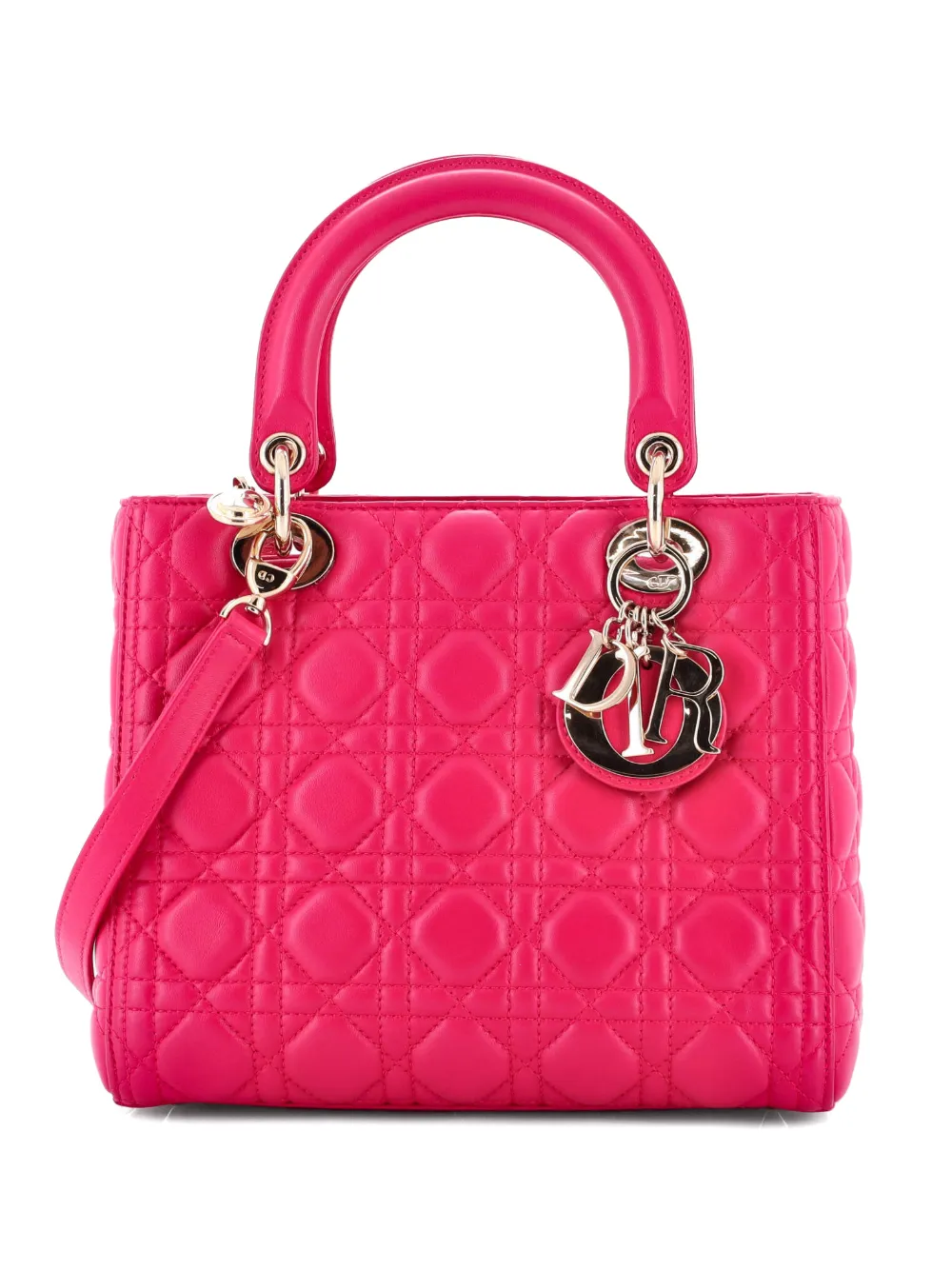 Christian Dior Pre-Owned Lady Dior Bag Cannage Quilt Lambskin Medium satchel - Rosa