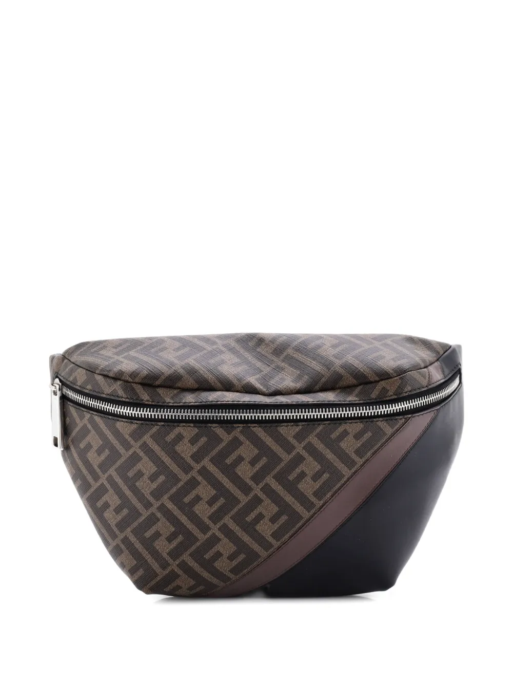 Fendi Pre-Owned Zip Zucca Coated Canvas and Leather belt bag - Marrone