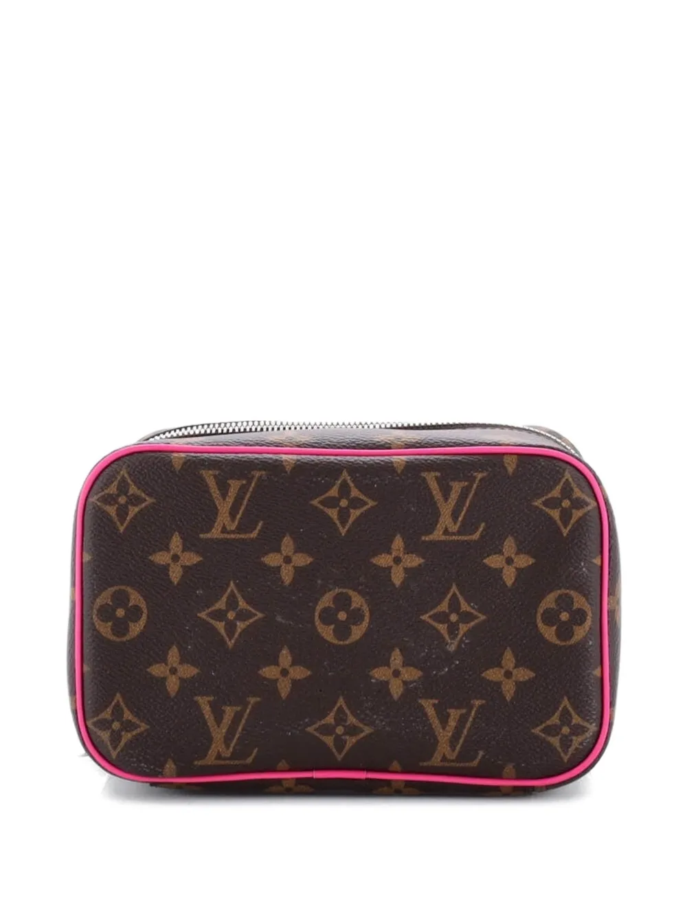 Pre-owned Louis Vuitton Nice Vanity Case Macassar Monogram Canvas Mini Pouch In Brown