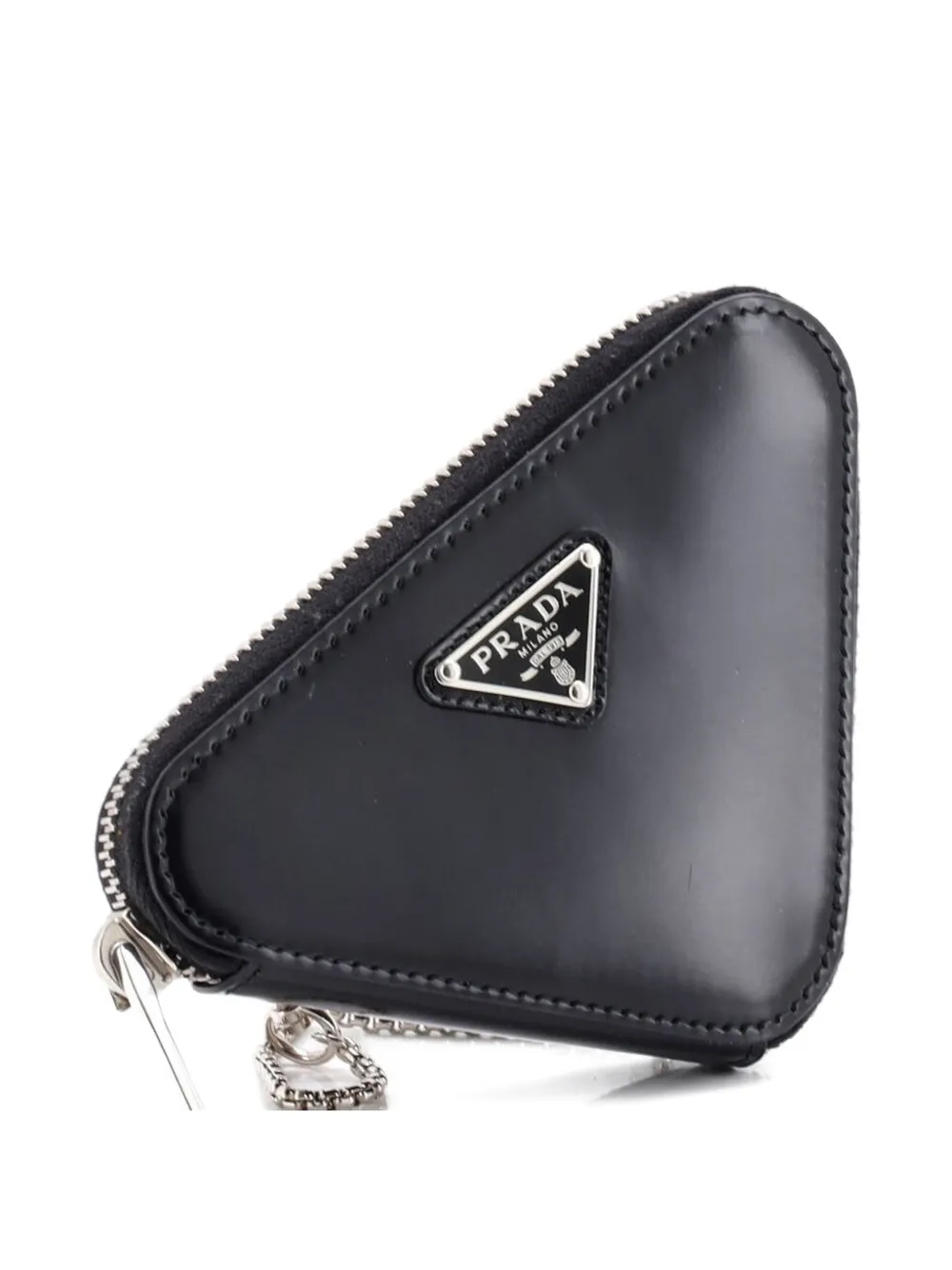 Triangle Pouch Bag With Chain Brushed Leather Mini Crossbody Bag