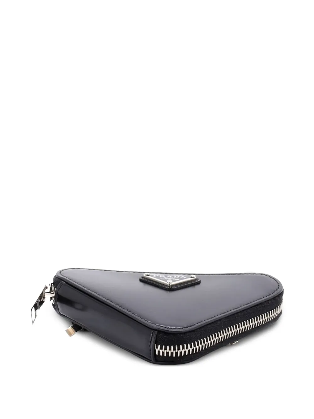 Triangle Pouch Bag With Chain Brushed Leather Mini Crossbody Bag