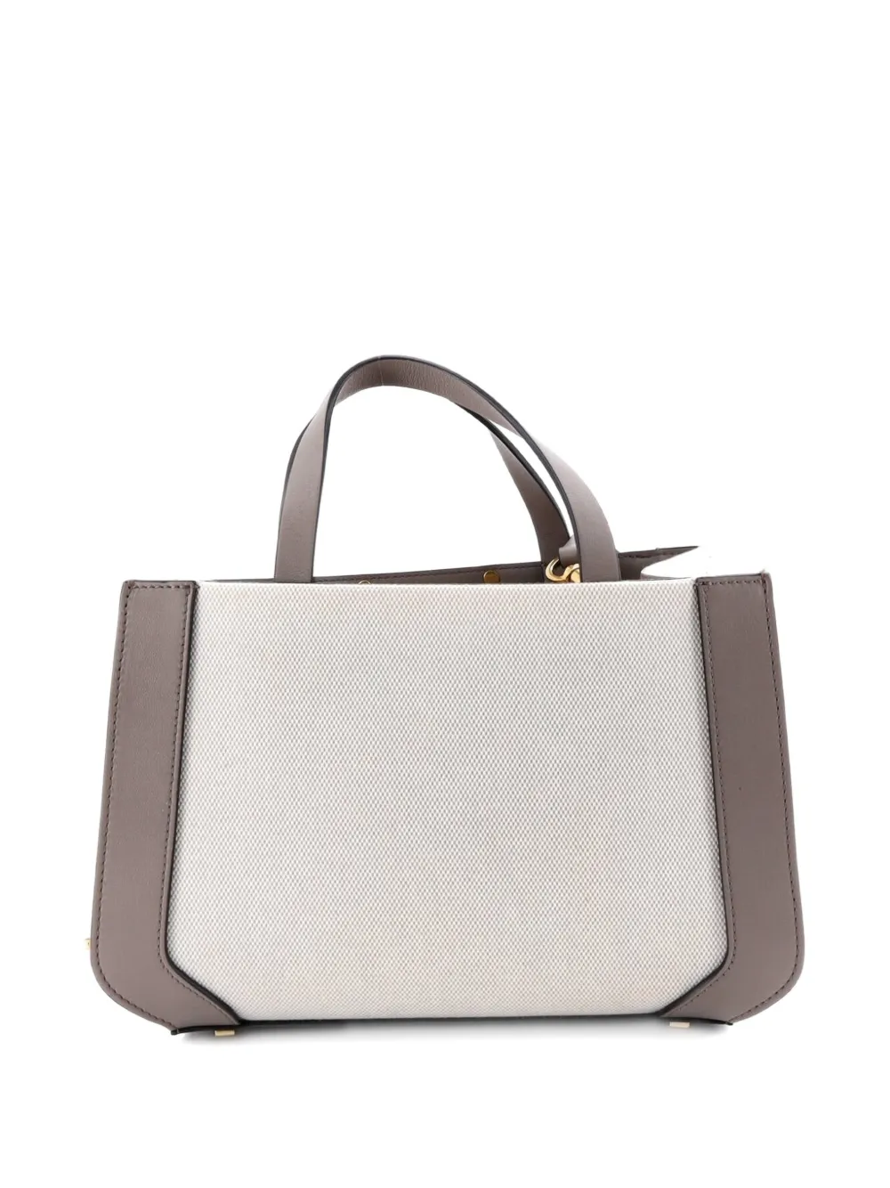 Pre-owned Valentino Garavani Vlogo Shopper Canvas And Leather Small Tote Bag In Gray