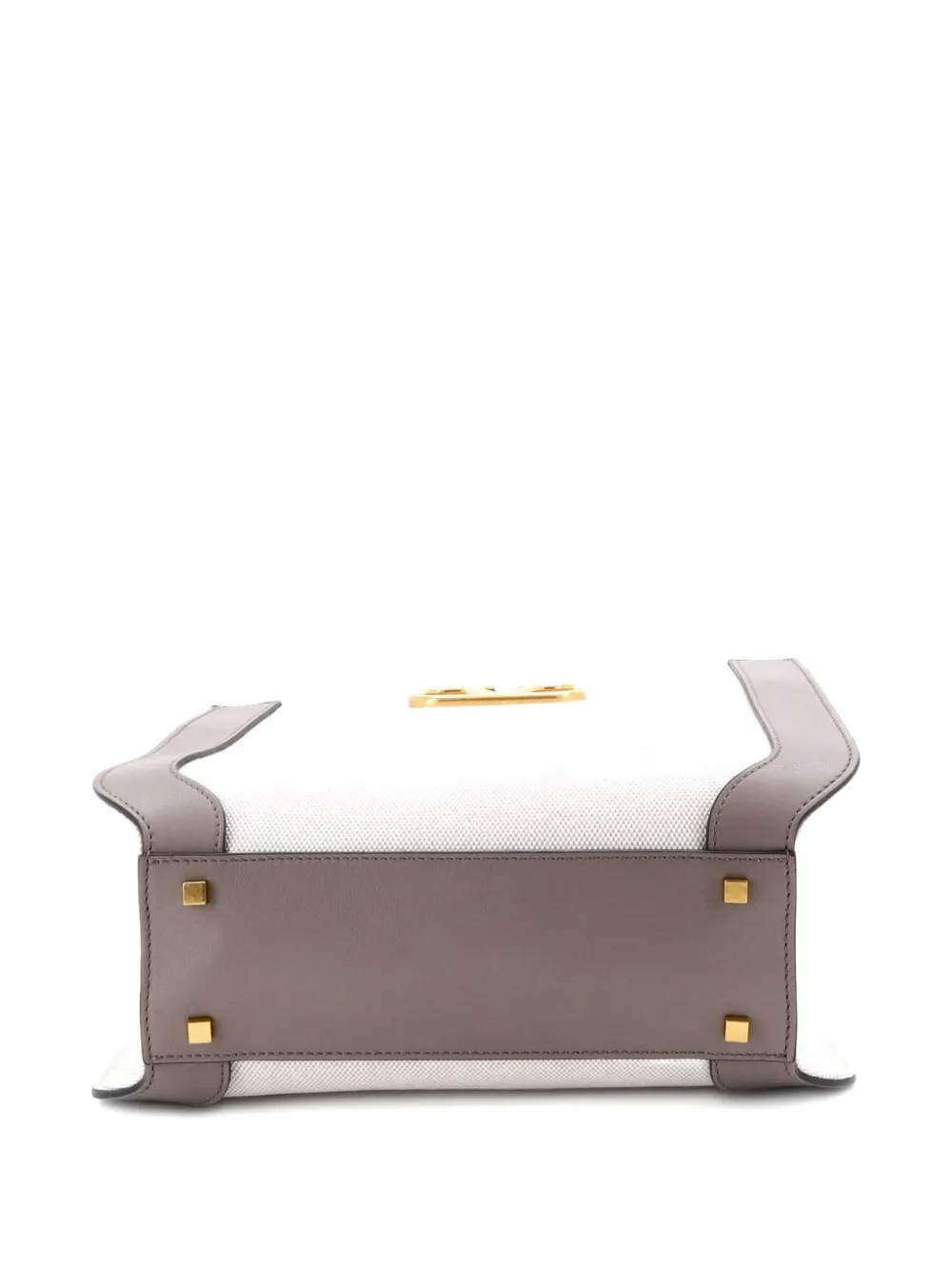 Pre-owned Valentino Garavani Vlogo Shopper Canvas And Leather Small Tote Bag In Gray