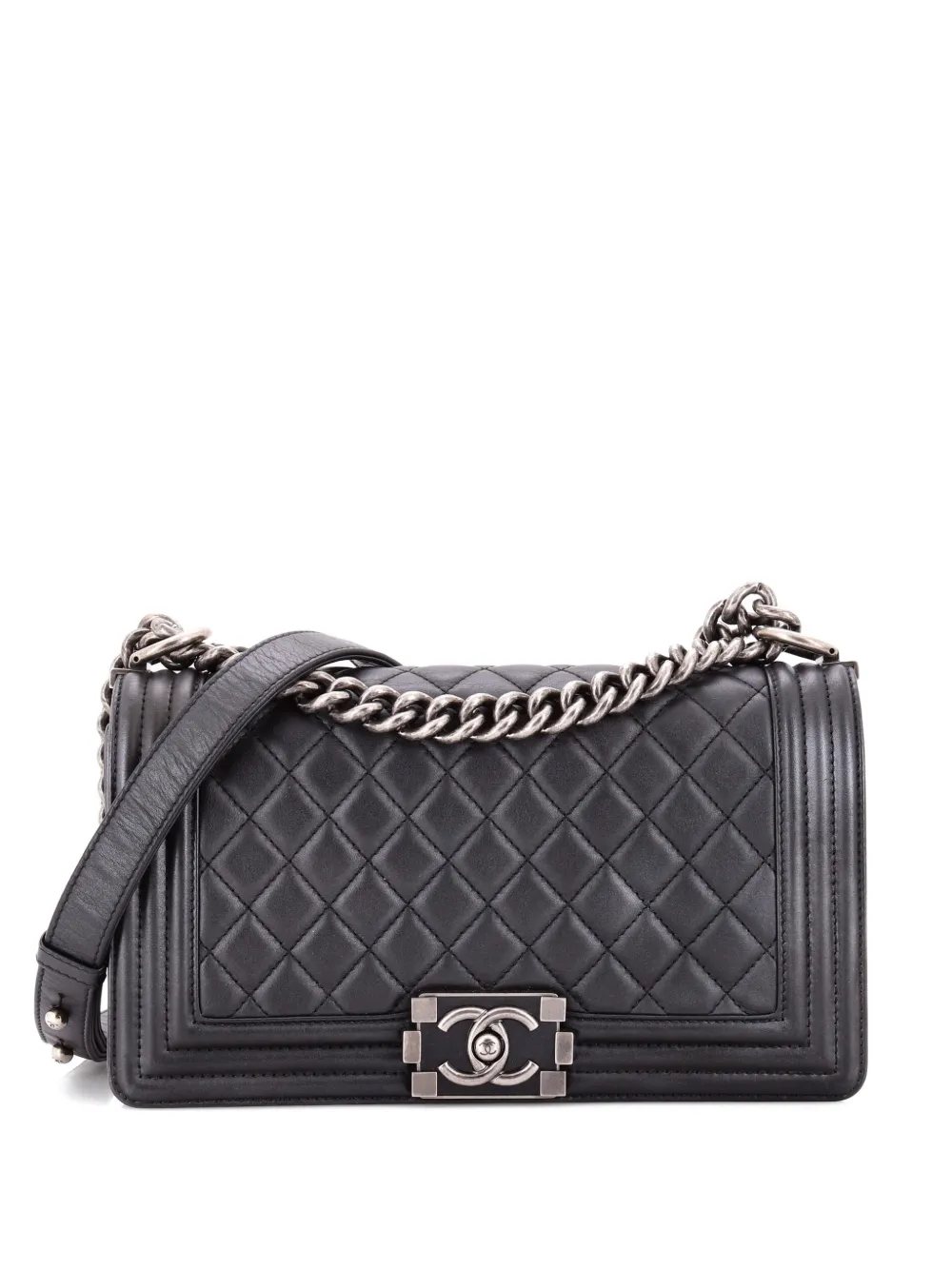 CHANEL Pre-Owned Boy Flap Bag Quilted Metallic Calfskin Old Medium shoulder bag - Nero