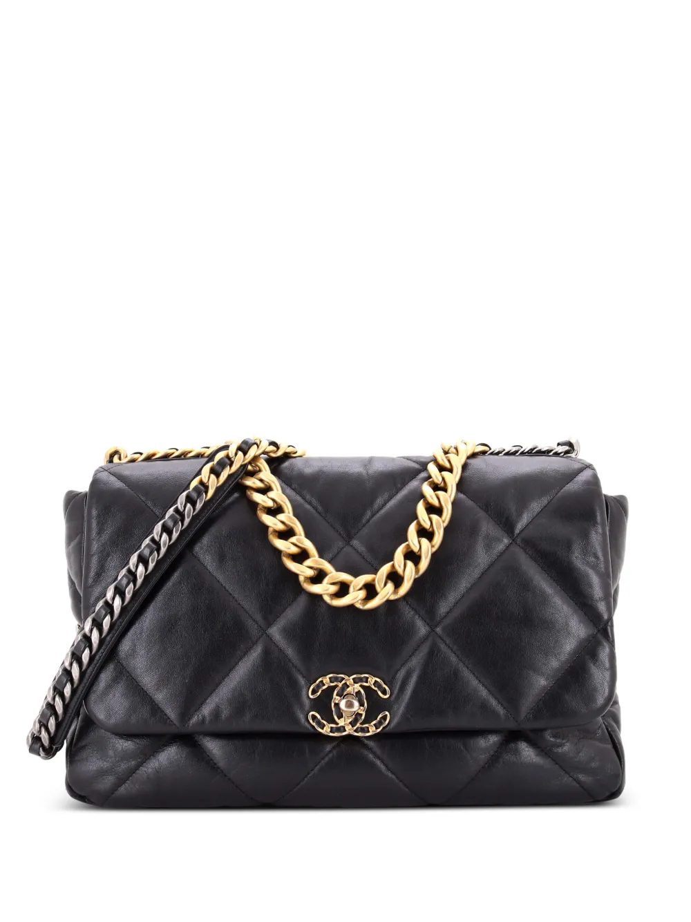 CHANEL Pre-Owned 19 Flap Bag Quilted Leather Maxi crossbody bag - Nero