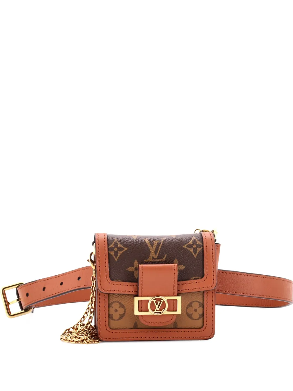 Pre-owned Louis Vuitton Dauphine Bumbag Reverse Monogram Canvas Bb Belt Bag In Brown
