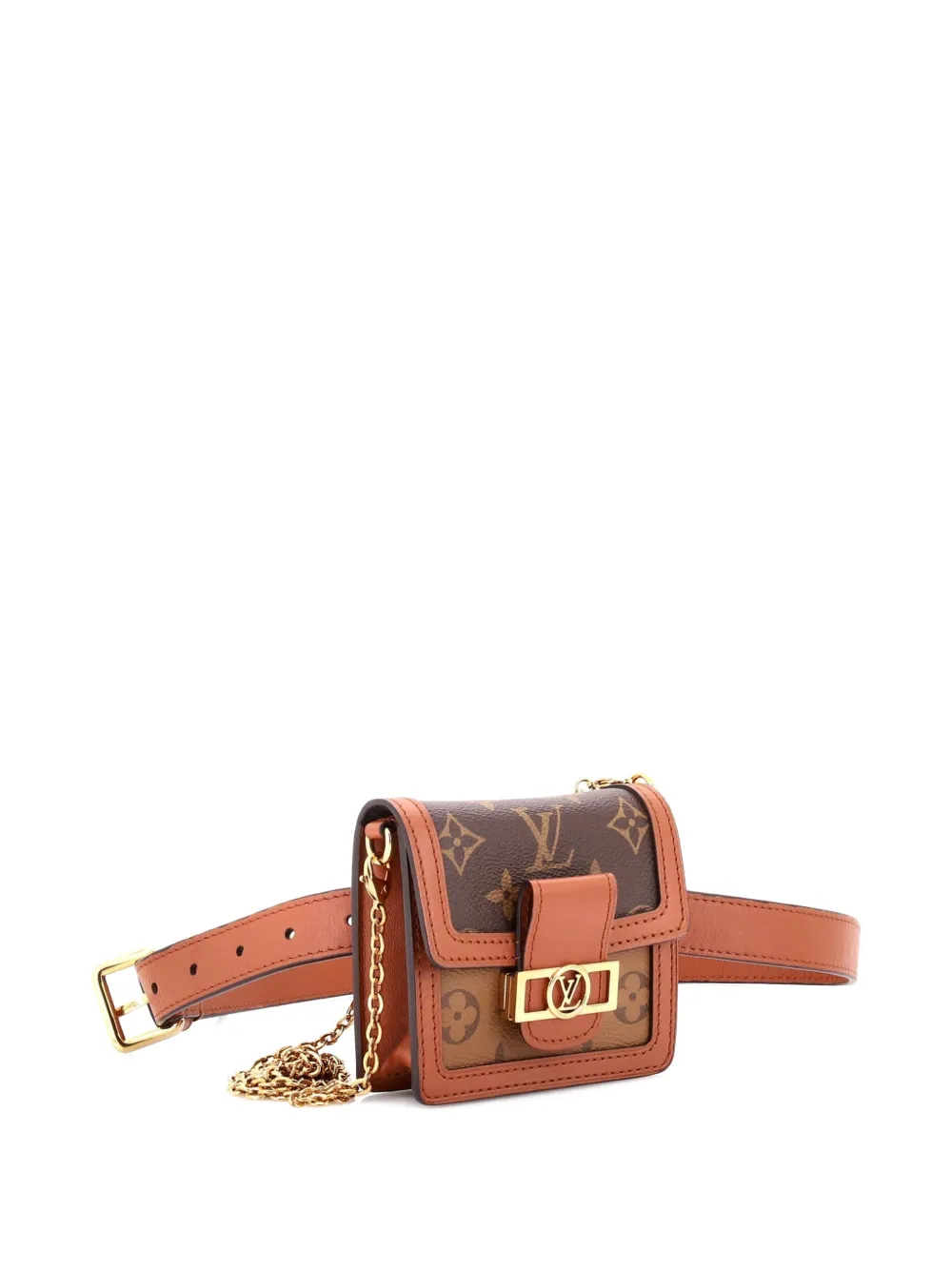 Pre-owned Louis Vuitton Dauphine Bumbag Reverse Monogram Canvas Bb Belt Bag In Brown