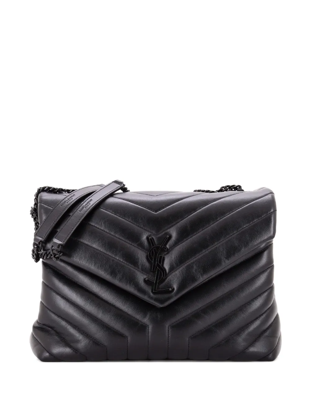 Saint Laurent Pre-Owned bolso de hombro Loulou mediano de piel y chevron | negro | Image 1