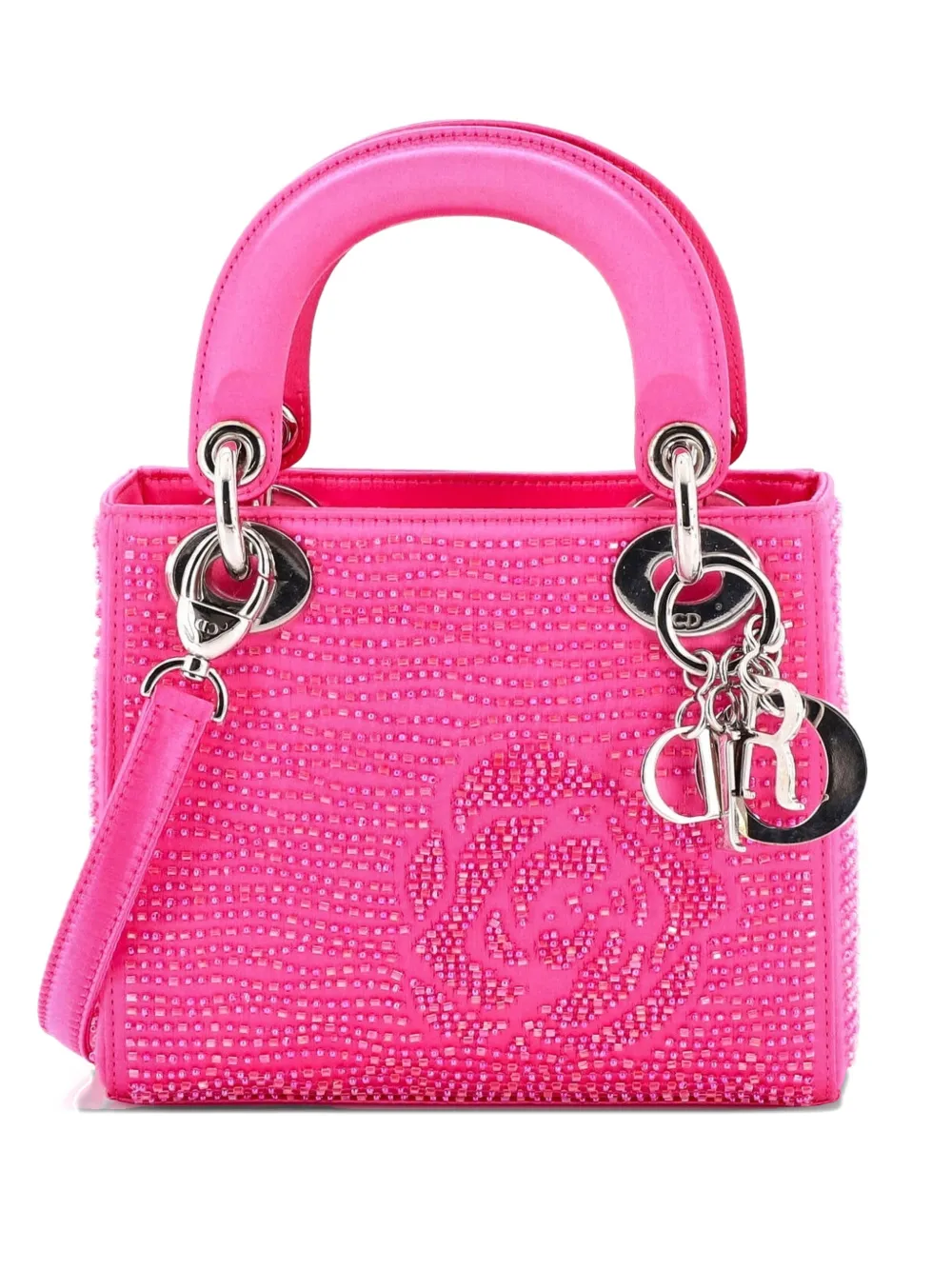 Christian Dior Pre-Owned Lady Dior Bag Embellished Satin Mini satchel - Rosa